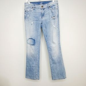 Ann Taylor Loft Distressed Patchwork Boho Bootleg Jeans Size 27/4